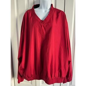 Wedge Golf Reversible Pullover Windbreaker Jacket – Red & Black V-Neck pockets